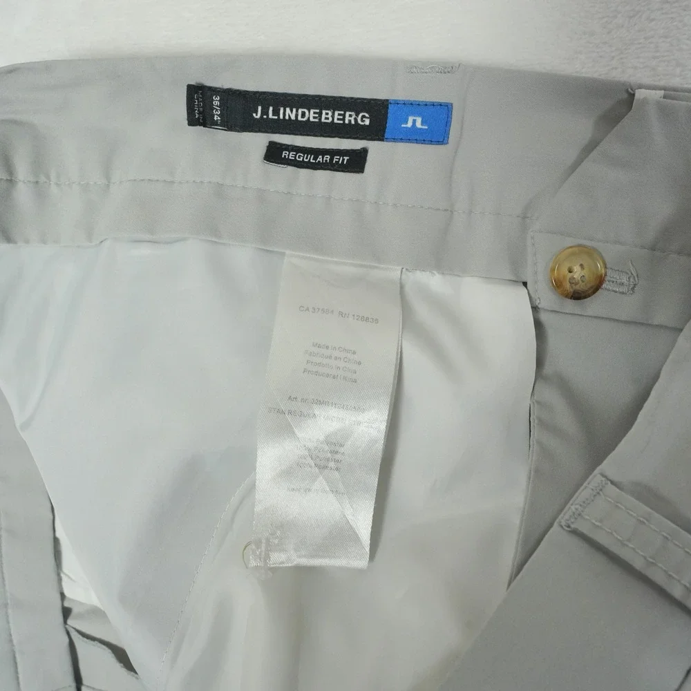 J Lindeberg Mens Regular Fit Light Gray Golf Chinos‎ Pants 36x32